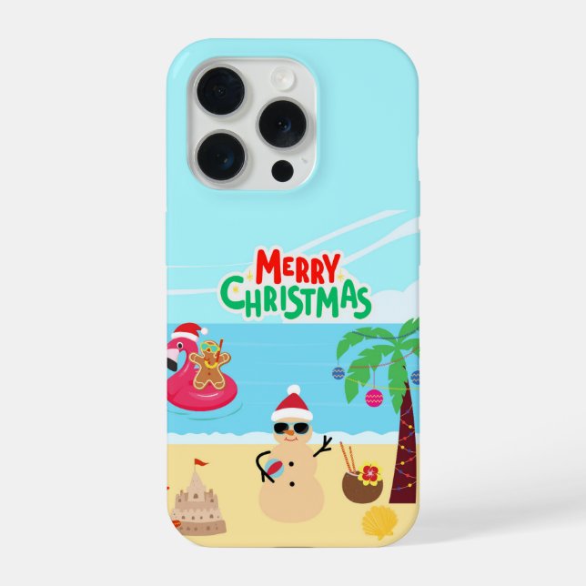 Coque iPhone Scène de Noël à la plage (Verso)