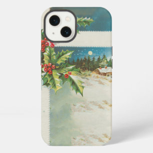 Etui iPhone 13 Scène de Noël Holly Neige Hiver