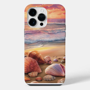 COQUE POUR POUR iPhone 14 PRO MAX SCÈNE DE PLAGE AU COUCHER DE SOLEIL AVEC DES COQUI