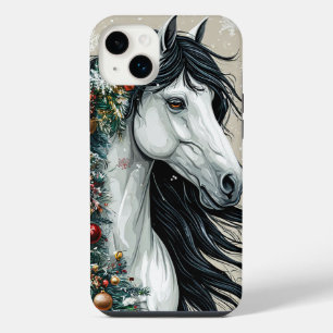 Scène hivernale du cheval blanc de Noël