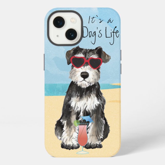 Coque iPhone Schnauzer miniature d'été (Verso)