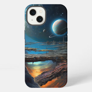 Etui iPhone 13 Science-fiction ville futuriste de l'espace extra-