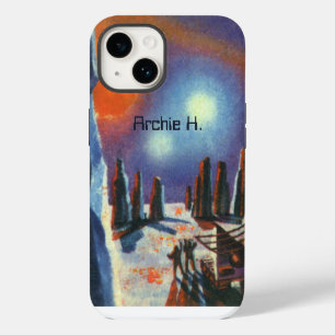 Coque Pour iPhone 14 Science-fiction vintage de planète étrangère avec