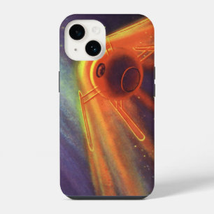 Coque Pour iPhone 14 Science-fiction vintage, fusée lumineuse dans l'es
