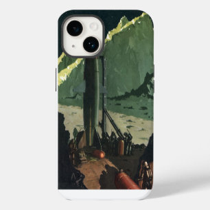 Coque Pour iPhone 14 Science-fiction vintage, fusée sur une planète étr