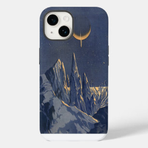 Coque Pour iPhone 14 Science-fiction vintage, planète enneigée au clair