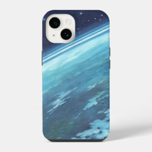 Coque Pour iPhone 14 Science-fiction vintage, Terre la nuit avec des ét