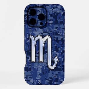 Coque iPhone 16 Pro Max Scorpio Argent Zodiac Connexion Camo Bleu