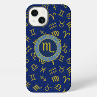 Scorpion Zodiaque+Symboles d'Astrologie Motif Or+B