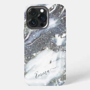 Etui iPhone 13 Pro Script de nom personnalisé de la parties scintilla