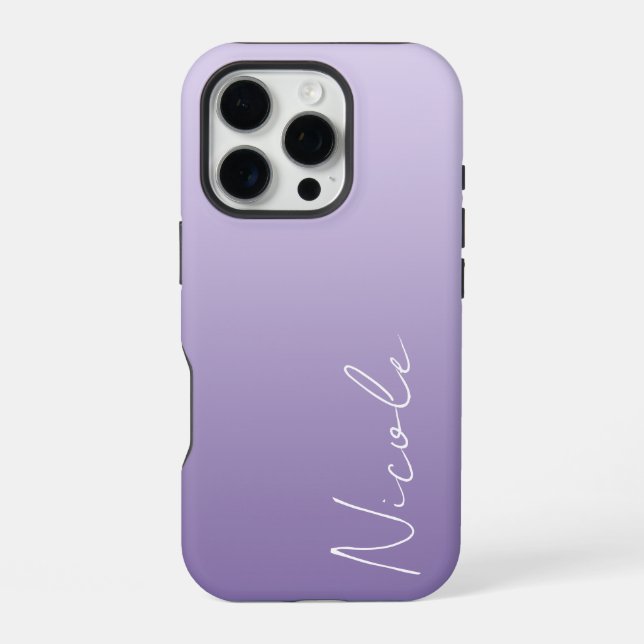 Coque iPhone Script d'écriture manuscrite à dégradé violet pers (Verso)