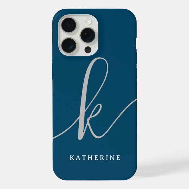 Coque iPhone Script élégant Marine Coque-Mate bleu marine (Verso)