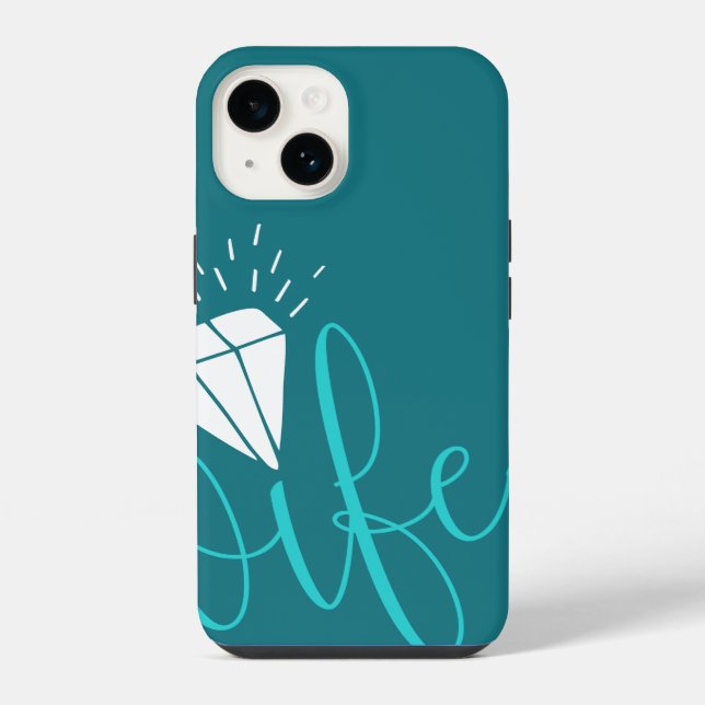 Coque iPhone Script et diamant turquoise Wifey (Verso)