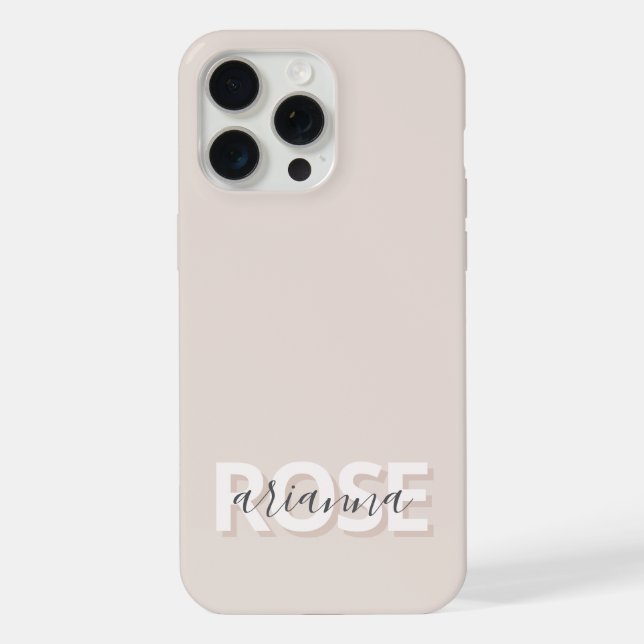 Coque iPhone Script féminin beige moderne Nom personnalisé (Verso)