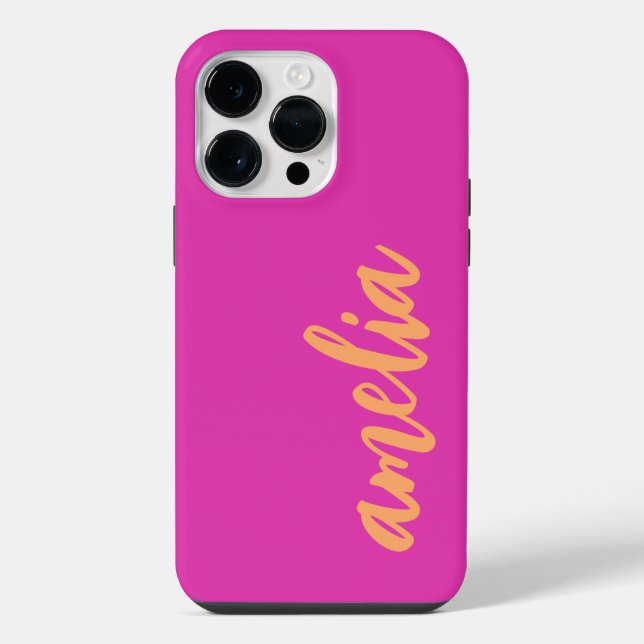 Coque iPhone Script nom personnalisé gras magenta orange (Verso)