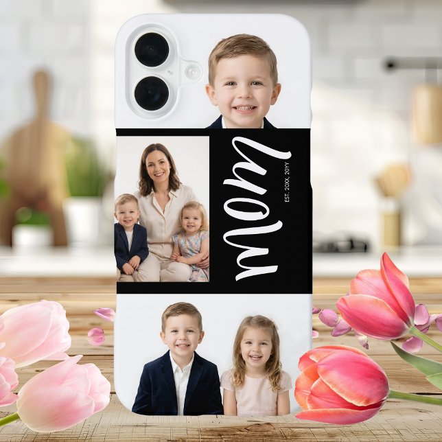 Coque iPhone Script personnalisé dual maman établie années noir (Créateur téléchargé)