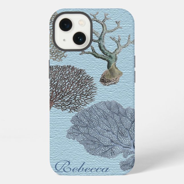 Coque iPhone Scripts Chic côtier nautique plage Récif corallien (Verso)