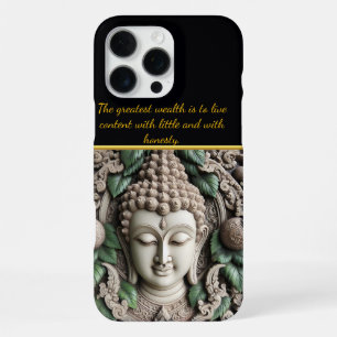 Coque iPhone 16 Pro Max Sculpture de Bouddha ornée de feuilles. IA générat