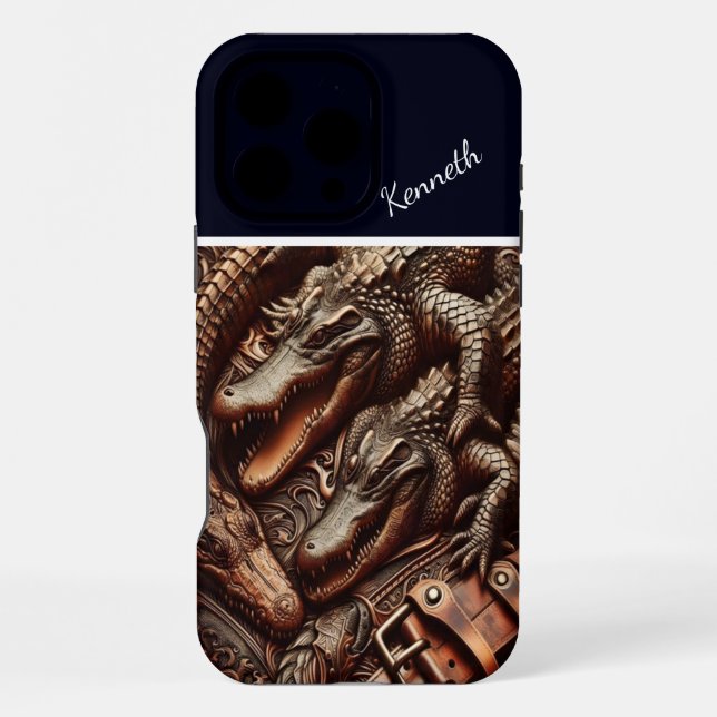 Coque iPhone Sculpture de cuir d'alligator (Verso)
