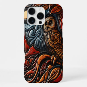 Coque iPhone 16 Pro Max Sculpture de hibou complexe parmi les montagnes et