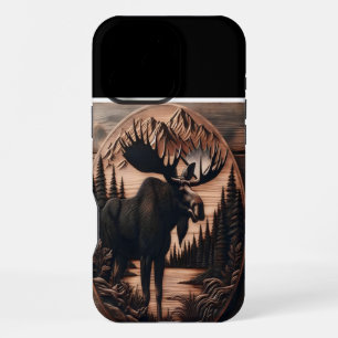Coque iPhone 16 Pro Max Sculpture de renne en bois