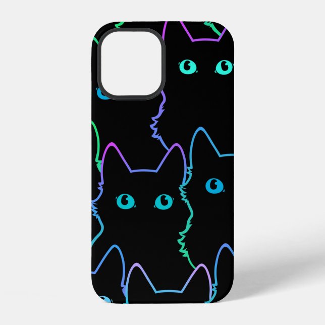 Coque iPhone seamless pattern of cute cat silhouettespattern,se (Verso)