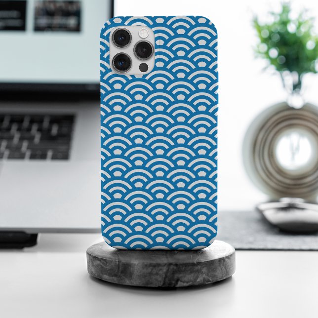 Coque iPhone Seigaiha, Waves, Japanese, Blue and White (Créateur téléchargé)