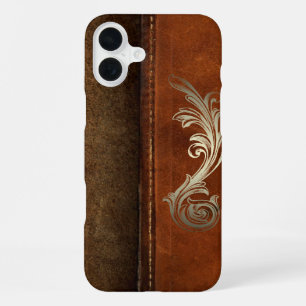 Coque iPhone 16 Plus Sellez en Cuir Faux Brun