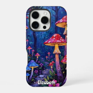 Coque iPhone 16 Pro Sentier de champignons au clair de lune
