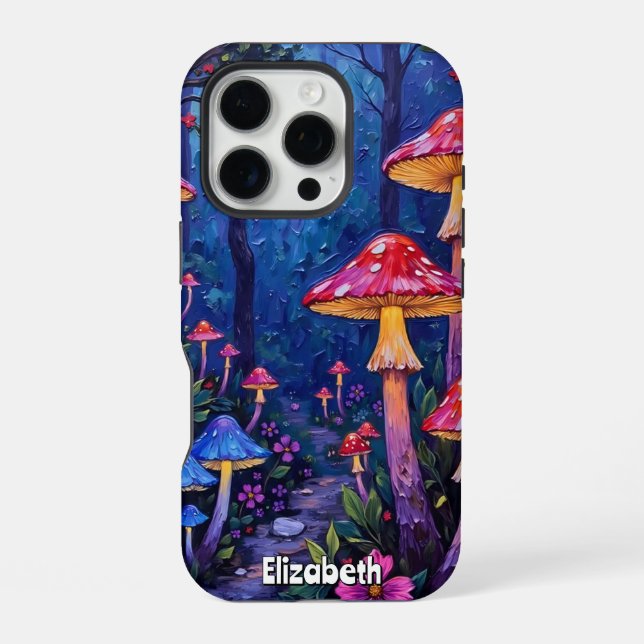 Coque iPhone Sentier de champignons au clair de lune (Verso)
