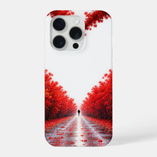 Coque iPhone 15 Pro Sentier forestier en forme de cœur rouge – Concept