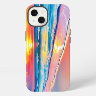 Etui iPhone 13 Serene Beach Sunset avec de vives réflexions