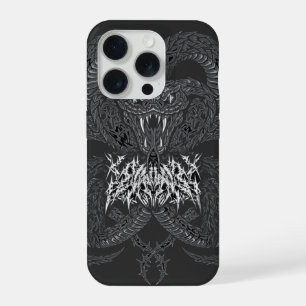 Coque iPhone 15 Pro Serpent Art Déco blanc Graphique de cobra orneme