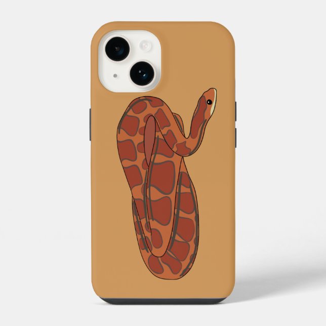 Coque iPhone Serpent des blés, Rouge, Illustration Orange (Verso)