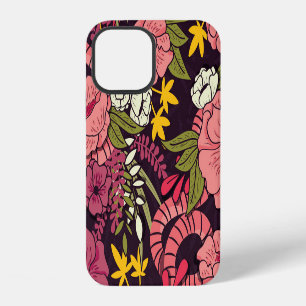 Coque iPhone 12 Serpents de la jungle, fleurs tropicales, motif vi