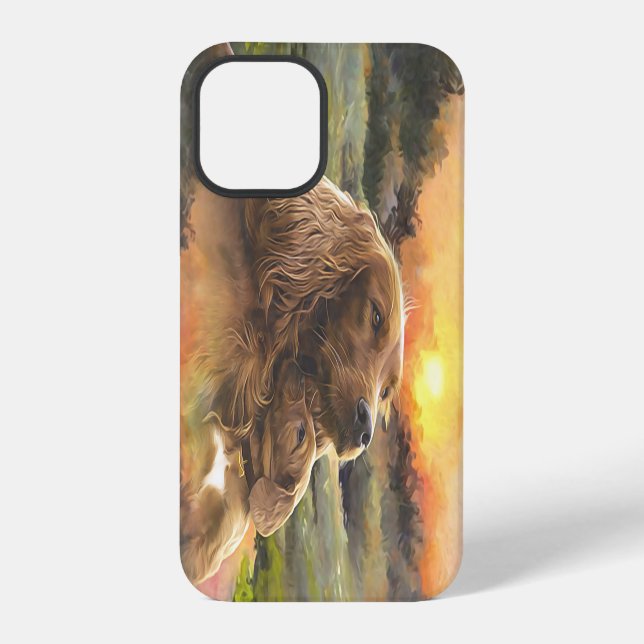 Coque iPhone setter irlandais avec chiot (Verso)