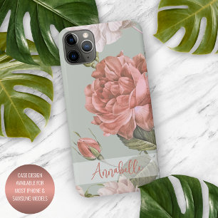 Coque iPhone 11Pro Max Shabby Chic Peach Blush Rose Roses Motif Floral
