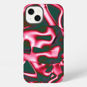 Etui iPhone 13 Shades of red pink on abstract tapes up dark cyan