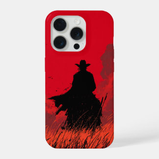 Coque iPhone 15 Pro Shadow Gunslinger Red Samouraï Cowboy Esthétique P