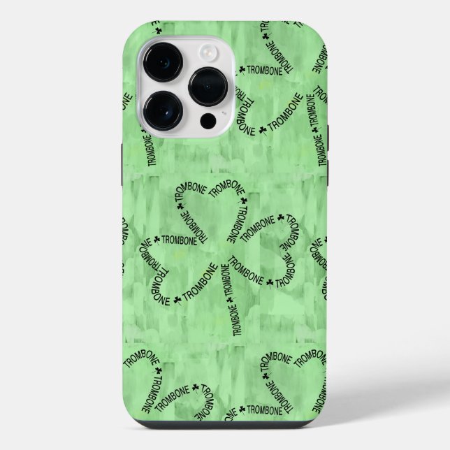 Coque iPhone Shamrock de texte Trombone (Verso)