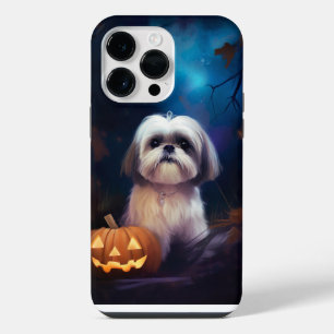 Coque Pour Pour iPhone 14 Pro Max Shih Tzu d'Halloween avec des citrouilles effrayan