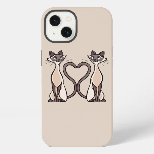 Coque iPhone Siamese Chats Heart (Verso)