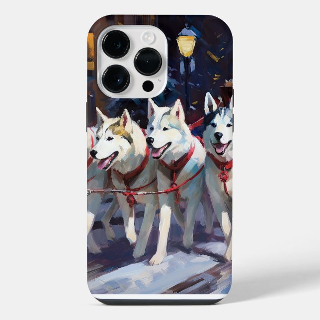 Coque iPhone Siberian Husky Saison de Fêtes de Noël (Verso)