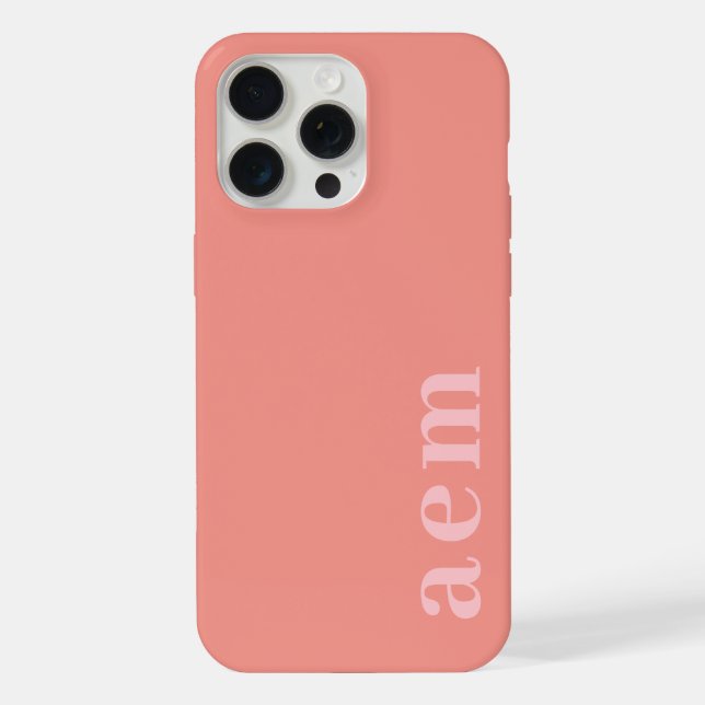 Coque iPhone Side Monogram Initials Pink Minimalist (Verso)