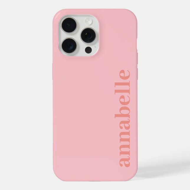 Coque iPhone Side Monogram Name Pink Minimalist (Verso)