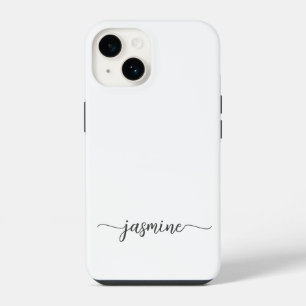 Coque Pour iPhone 14 Signature de nom en monogramme blanc féminin écrit