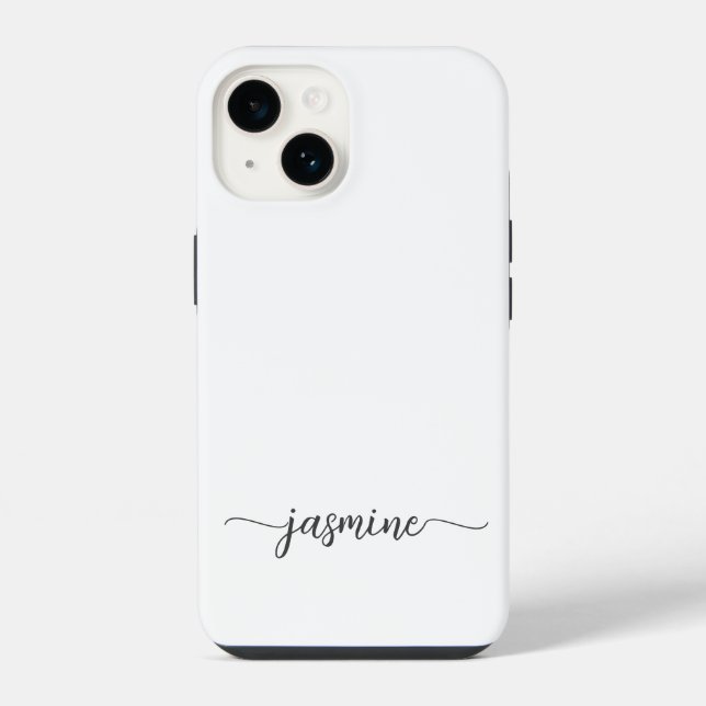 Coque iPhone Signature de nom en monogramme blanc féminin écrit (Verso)