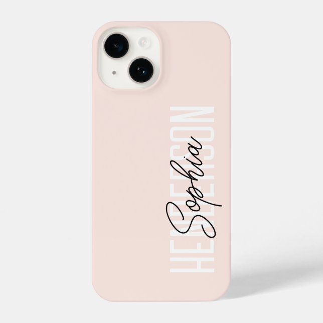 Coque iPhone Signature de script monogramme rose (Verso)