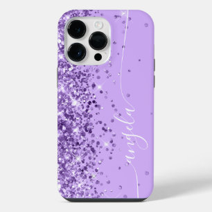 Coque Pour Pour iPhone 14 Pro Max Signature Glamour Pailleté Lavande et Violet