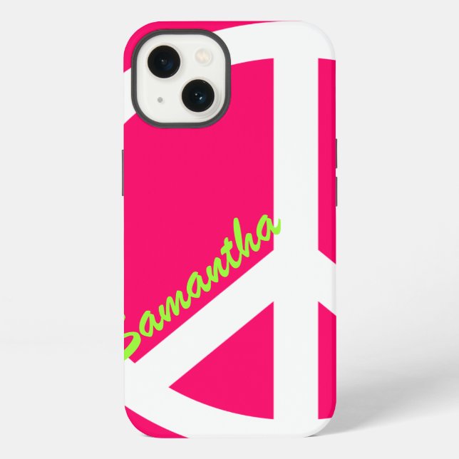 Coque iPhone Signe de Paix Rose (Verso)